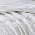 4 Piece Microfiber Reversible Ruffle Quilt Set With Throw Pillow White King Cal King King White Cotton