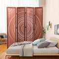 55.2'' W X 65'' H 4 Panel Solid Wood Folding Room Divider, Brown Brown Solid Wood