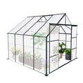 8X8 Ft Double Door Polycarbonate Greenhouse Raised Base And Anchor Aluminum Heavy Duty Walk In Greenhouses For Outdoor Backyard In All Season,Black Black Aluminium