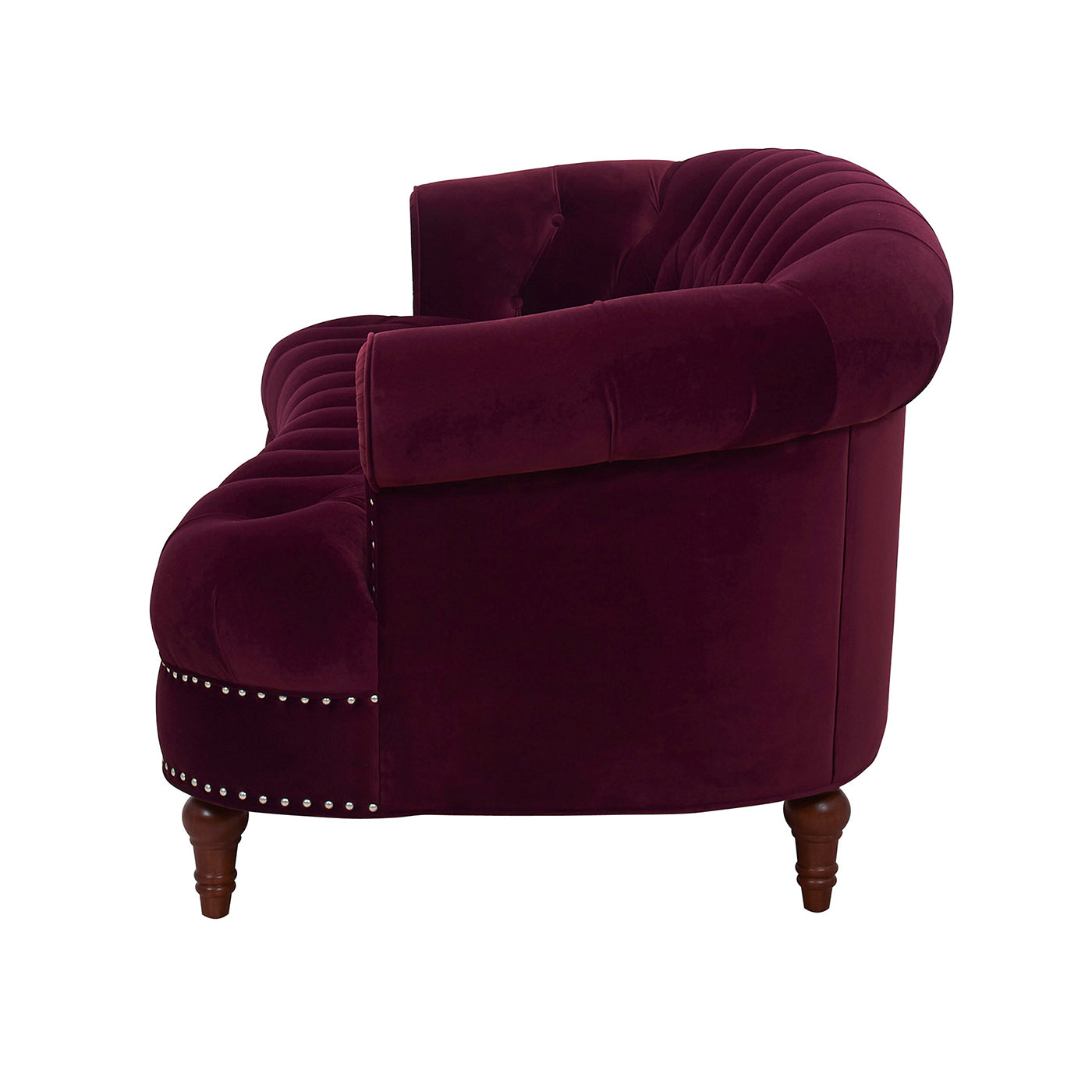 La Rosa Victorian Chesterfield Tufted Sofa, Burdy Velvet Burgundy Foam Velvet 3 Seat