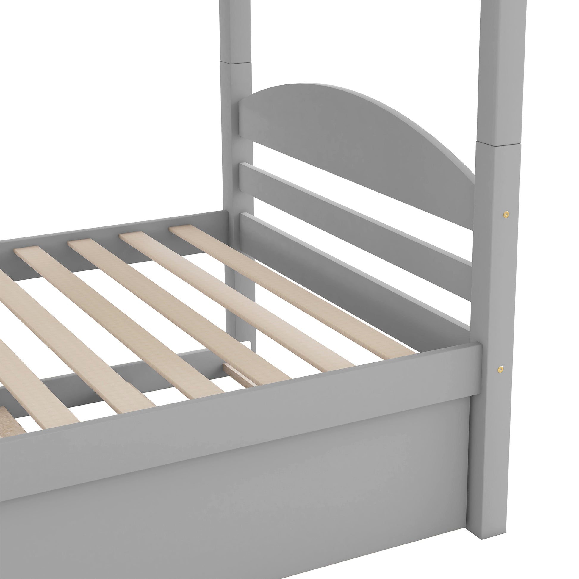 Twin L Shaped Bunk Bed With Trundle Gray Old Sku:Lp000024Aae Gray Solid Wood