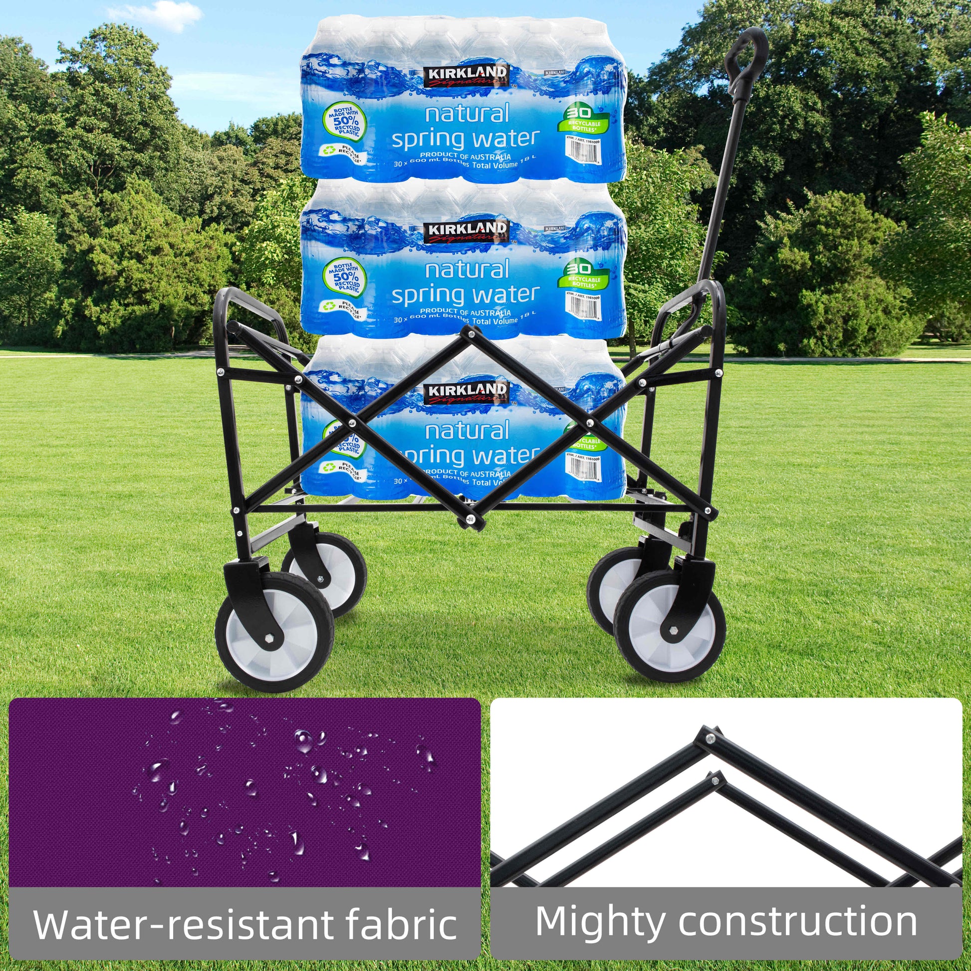 Minimeetall Strapcollapsible Foldable Wagon Cart With Strapping System Beach Wagonutility Cartutility Wagon Grocery Cart For Camping Shopping Sports Gardeing Fishing Supports 225Lbs Purple Purple