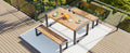 3 Pieces Outdoor Dining Table With 2 Benches, Patio Dining Set With Unique Top Texture, Acacia Wood Top & Steel Frame, All Weather Use, For Outdoor & Indoor, Natural No Acacia Wood Garden & Outdoor