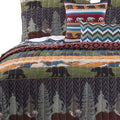 5 Piece Full Size Quilt Set With Nature Inspired Print, Multicolor Multicolor Fabric