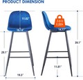 Bar Stools Set Of 2, 30 Inches Velvet Barstool Modern Counter Bar Height Chair With Back, Sturdy Metal Legs & Footrests, Easy Assembly, Island Stool For Kitchen Bar Brown Velvet