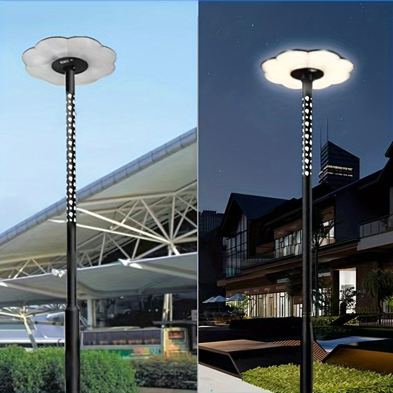 Hollow Splicing Lamp Post, Street Light Pole, Metal Street Lamp Post For Outdoor Lights, Solar Lights Poles With Base Accessory For Porch, Patio, Street, Backyard, Exterior House, 10.1Ft Tall Black Metal