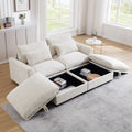 Corduroy Two Seater Sofa With 2 Storage Footrest, 2 Seater Sectional Deep Seat Sofa,Comfy Couches For Living Room ,Beige Sofa Beige Corduroy 2 Seat