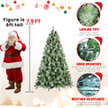 9Ft Scotch Pine Christmas Tree, Premium Frosted Pre Decorated Artificial Holiday Decor W 2,518 Branch Tips, Xmas Trees For Holiday Party Decoration Green Polyvinyl Chloride