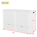 Queen Size Murphy Bed With Drawer And A Set Of Sockets & Usb Ports, Pulley Structure Design, White Queen White Plywood