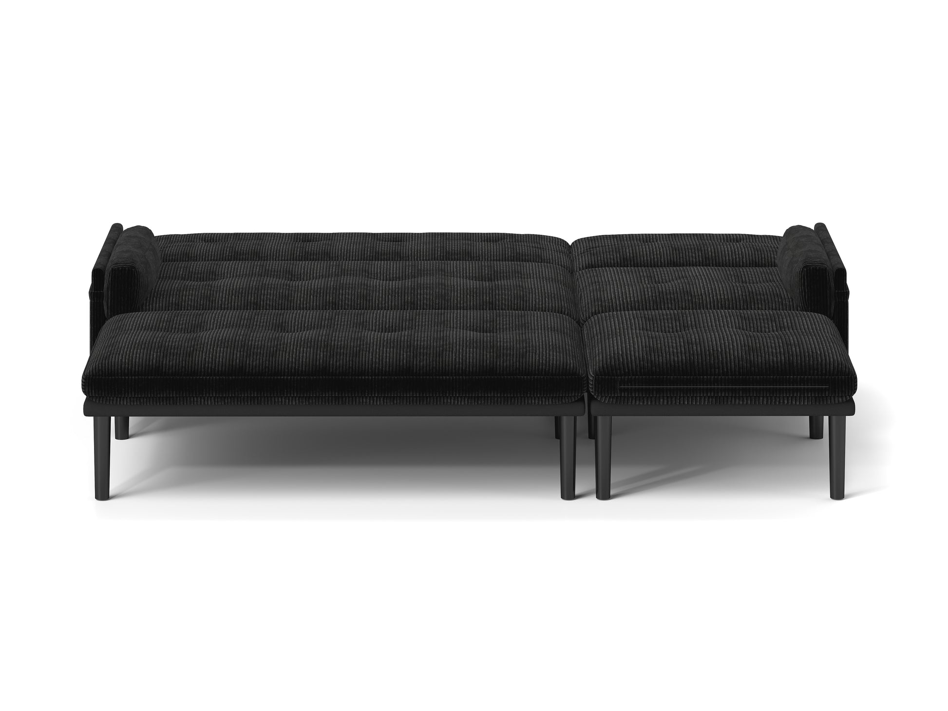 Black Corduroy Sectional Sofa: Convertible 3 Seaters Sofa, L Shaped Sofa, And Bed Black Velvet Metal Primary Living Space Medium Soft Loose Back Pillow Top Arms Foam Fabric Metal 3 Seat