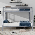 Full Xl Over Queen Metal Bunk Bed With Ladder And Guardrails, Silver Expected Arrival Time: 9.7 Box Spring Not Required Full Xl Silver Metal Metal