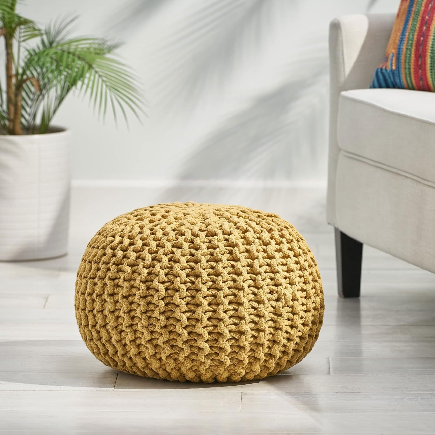 Moro Pouf Yellow Cotton