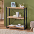 Wooden With Iron 3 Shelve Rack Natural Wood