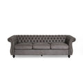 Stylish Slate Suede 3 Seater Sofa With Rolled Arms Modern, Elegant, And Comfortable Couch, Perfect For Relaxing Evenings, Ideal For Contemporary Home Decor, Durable Upholstery, And Luxurious Design Slate Suede Wood Primary Living Space Cushion Back