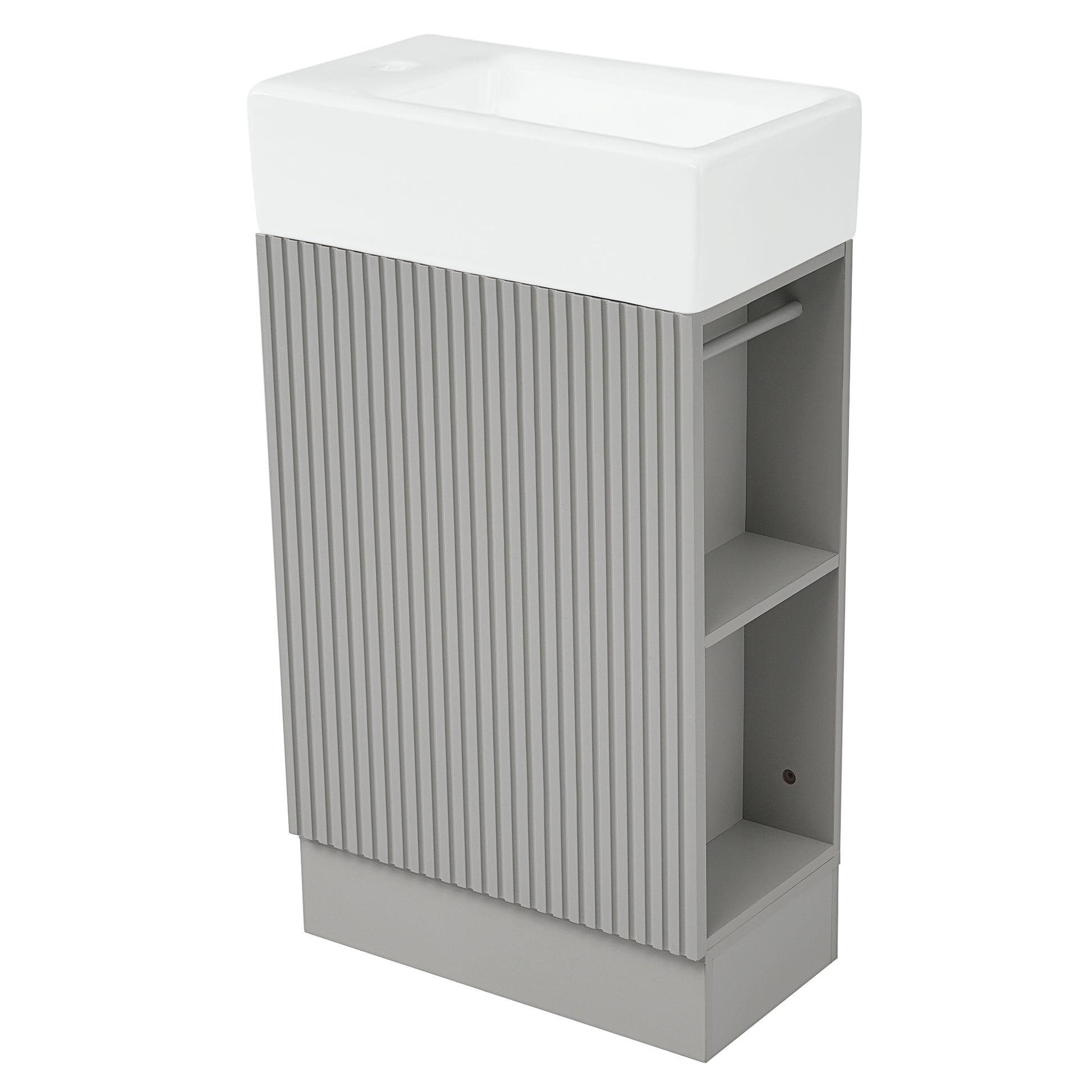 18.6" Bathroom Vanity With Sink, Bathroom Vanity Cabinet With Two Tier Shelf, Left Or Right Orientation, Grey Grey Mdf