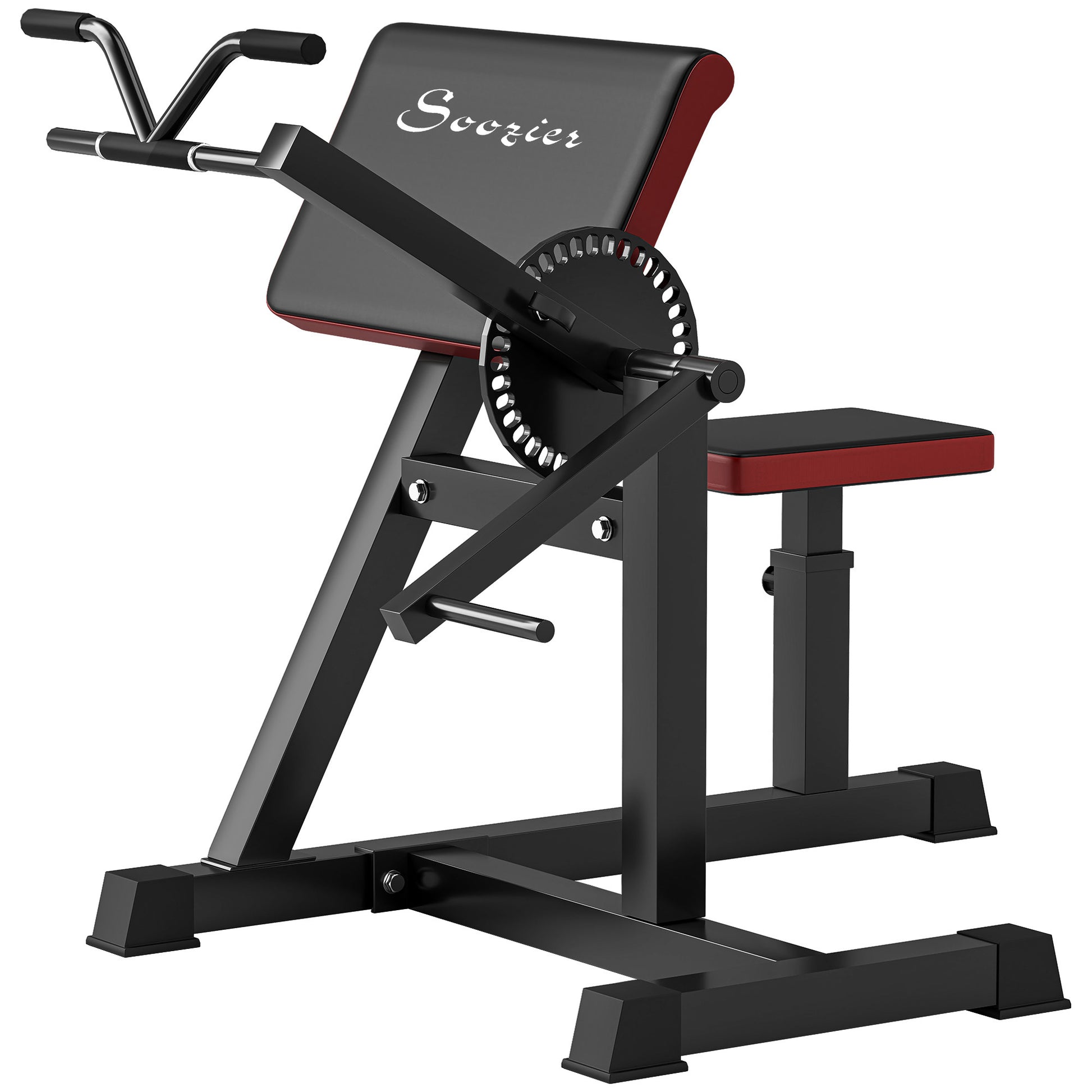 Soozier 2 In 1 Bicep Preacher Curl Bench With Adjustable Seat And Elbow Cushion, Plate Loaded Bicep Curl Machine & Tricep Extension Machine For Home Gym Workout Black Steel