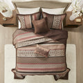 5 Piece Jacquard Quilt Set With Throw Pillows Red King Cal King King Red Cotton