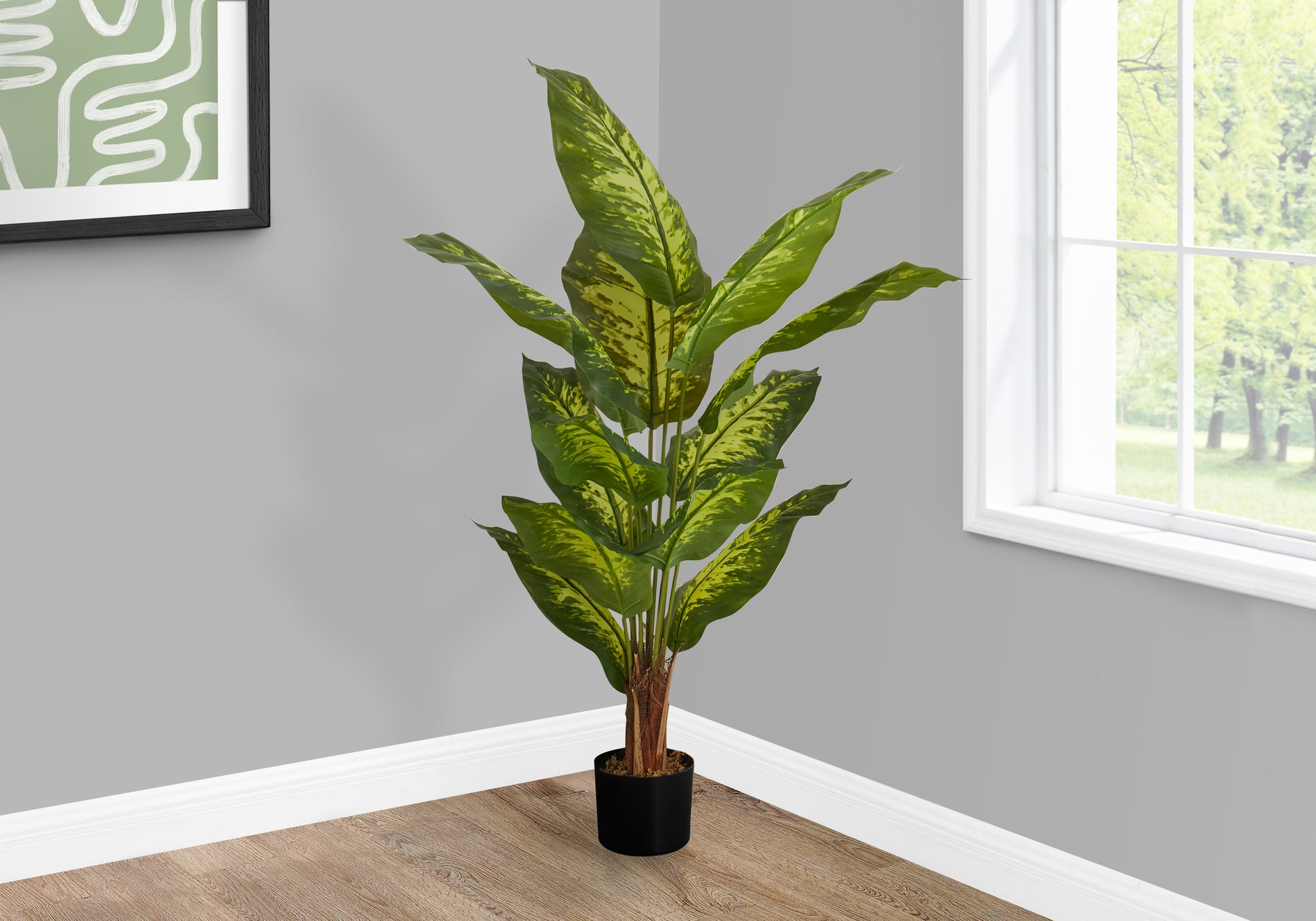 Artificial Plant, 47" Tall, Evergreen Tree, Indoor, Faux, Fake, Floor, Greenery, Potted, Real Touch, Decorative, Green Leaves, Black Pot Green Plastic