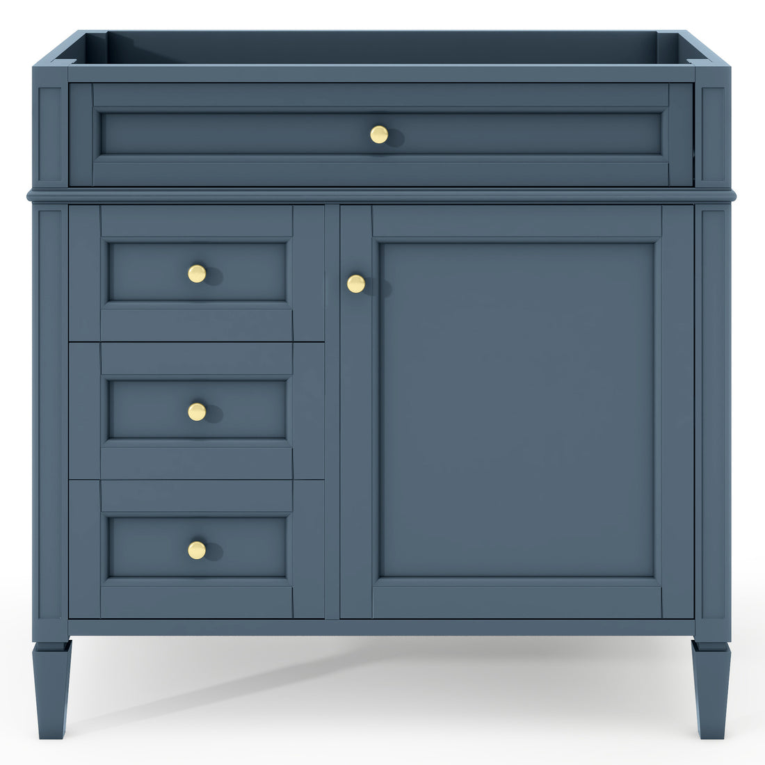 36'' Bathroom Vanity Without Top Sink, Modern Bathroom Storage Cabinet With 2 Drawers And A Tip Out Drawer, Solid Wood Frame Not Include Basin Sink 3 Blue 1 1 Adjustable Shelves Bathroom Freestanding Modern Solid Wood Mdf Painted