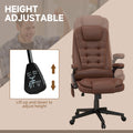 Homcom High Back Vibration Massage Office Chair With 6 Vibration Points, Heated Reclining Pu Leather Computer Chair With Armrest And Remote, Brown Brown Pu