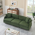 95.3 Inches Velvet Green Two Throw Pillows, Spacious And Comfortable 3 Seat Sofa, Suitable For Modern Living Room. Green Green Teddy 3 Seat