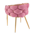 Luxury Handmade Accent Chair With Gold Legs, Modern Velvet Armchair For Living Room And Bedroom Pink Foam Velvet