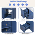 36 Inch Bathroom Vanity, Transitional Style Bathroom Cabinet With Resin Sink, Navy Blue Single Bathroom Cabinet, With 2 Drawers And 1 Adjustable Storage Shelf, 2 Soft Close Doors Navy Blue Solid Wood Mdf Resin