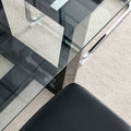 Seating 6 8 People, This Modern, Minimalist Rectangular Dining Table Features A Tempered Glass Top And A Sleek Black Mdf Stand. Suitable For Kitchen, Dining Room, Living Room, Meeting Room Transparent Mdf Glass