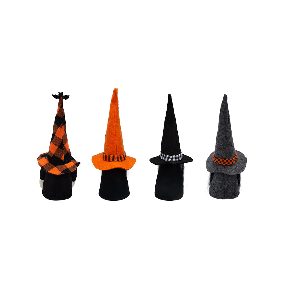 Set Of 4, 12"H Halloween Gnome Decor, Black Orange Gray Black,Gray,Orange Polyester