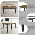 Modern Minimalist Wood Grain Tabletop Dining Table, Stylish Dining Table, Kitchen Dining Table, Sturdy And Durable, Easy To Assemble, Black Metal Leg Design, Suitable For 4 6 People, Suitable For