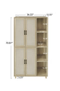 4 Door Cabinet With 4 Shelves With 4 Adjustable Inner Shelves, Storage Cabinet Natural Mdf