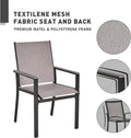 5Pcs Outdoor Dining Set, Square Metal Dining Table And 4 Textilene Dining Chairs, With 1.57