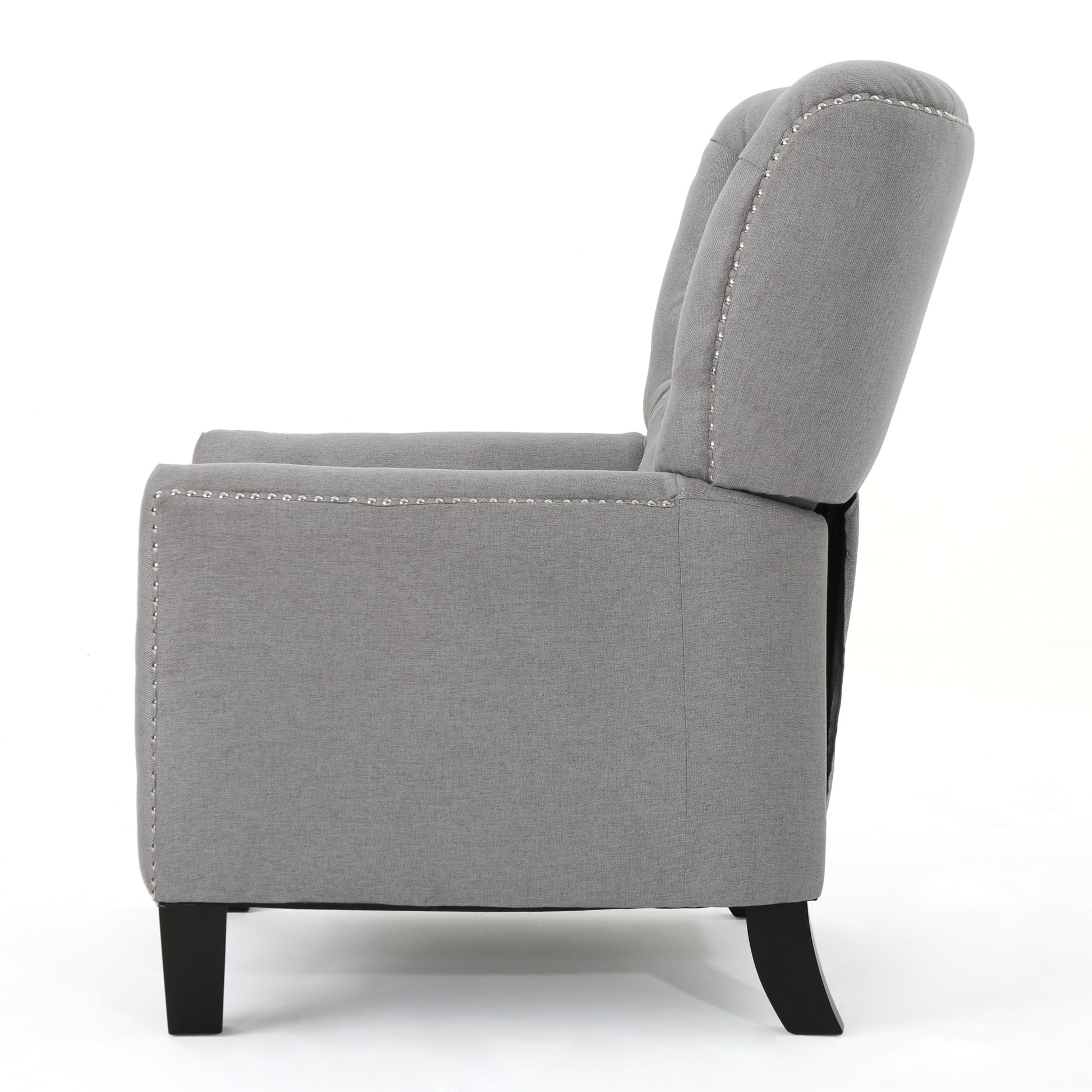 Modern Light Grey Fabric Push Back Recliner Light Grey Fabric