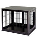 Pawhut Dog Crate Furniture, Small Dog Cage End Table With Two Opening Sides, Lockable Door, Puppy Kennel Indoor, Cute And Decorative, Coffee Dark Brown Mdf