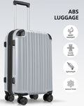 20 Inch Carry On Luggage With Tsa Lock& Double Spinner Wheels, Expandable For Large Storage Silver Abs