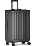 28 Inch Checked Travel Luggage With Tsa Lock&Spinner Wheels, Abs Pc Hardside Lightweight Suitcase Black Abs Pc