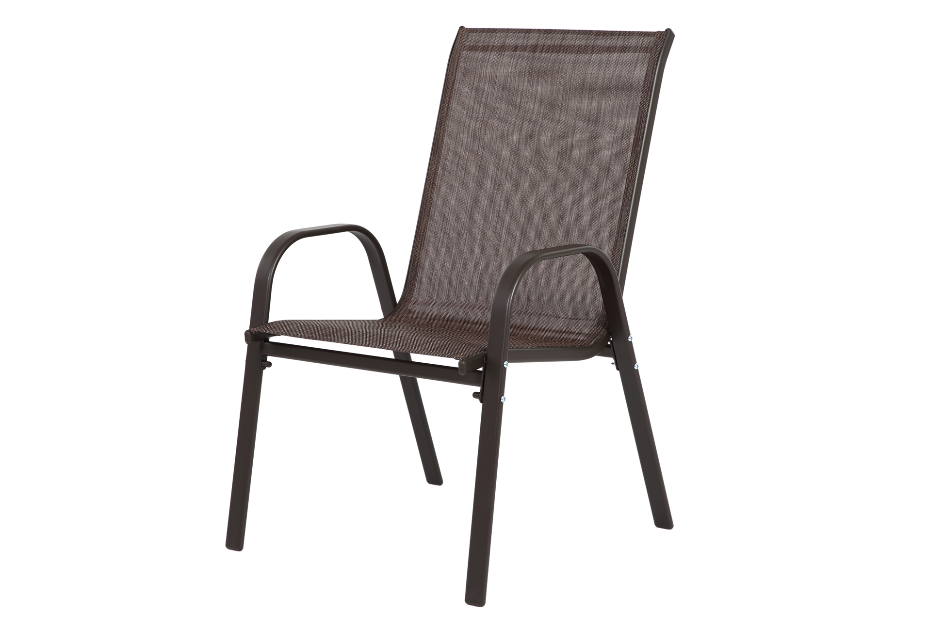 2 Piece Patio Chairs, Outdoor Camping Chairs Withtextilene Fabric, Set Of 2 Garden Chairs With Armrest High Backrest For Garden Patio Pool Beach Yard Space Saving Brown Brown Steel