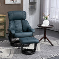 Homcom Massage Recliner Chair With Footstool, 360 Swivel Recliner, Blue Blue Pu Leather