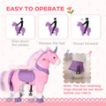 Qaba Ride On Real Walking Unicorn With Sparkly Horn, Soft Plush Ride On Rocking Horse Bearing 176Lbs, Imaginative Interactive Toy For Kids, Unicorn Gifts Pink Steel