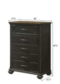 1Pc Traditional 5 Drawer Chest Wooden Bedroom Furniture Gray Brown Finish Metal Knobs Brown,Gray Brown Bedroom Contemporary,Transitional Wood