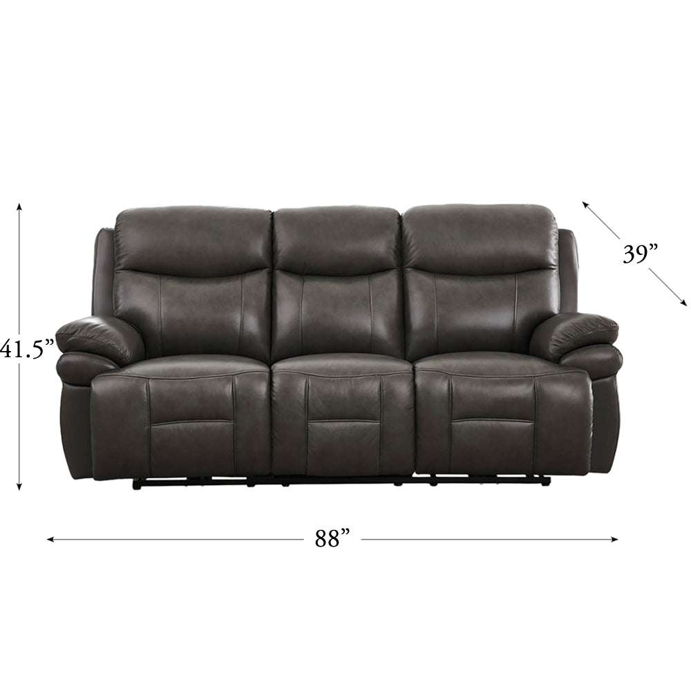 Springdale Power Headrest Zero Gravity Reclining Sofa Gray Memory Foam Genuine Leather 3 Seat