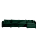 Corduroy Sofa , Modern Upholstered 4 Seater With With 1 Footstool Corduroy Fabric Sofaoffice Living Room Apartment Comfort Sofa, Easy To Assemble With 2 Arm Pillows And 4 Throw Pillows Green Corduroy 4 Seat