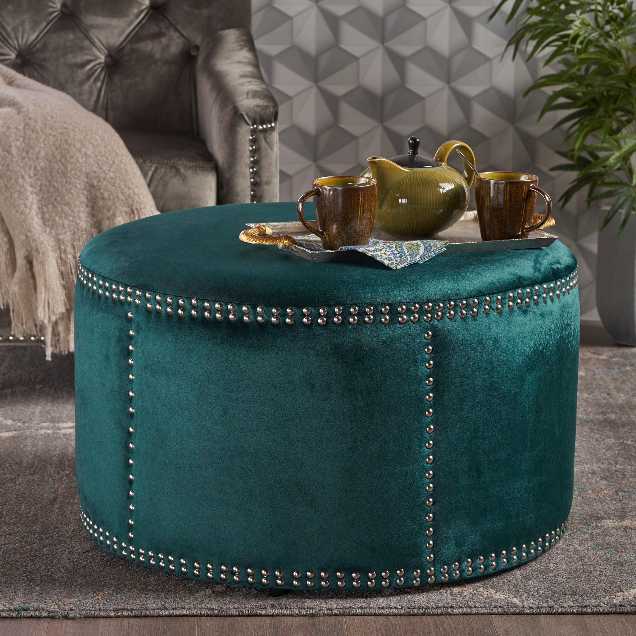 Ottoman Teal Velvet