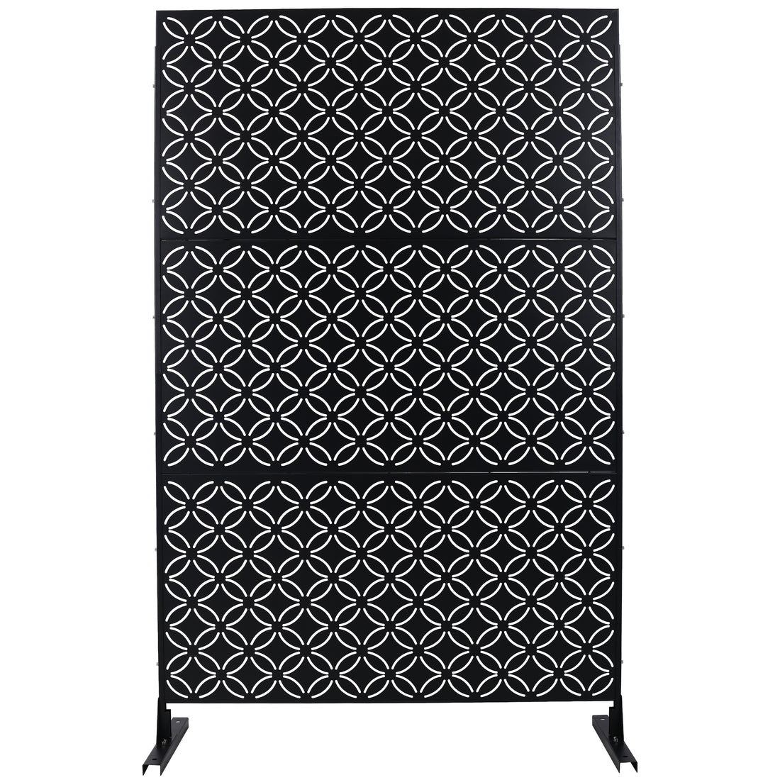 Outdoor & Indoor Privacy Screen Metal Privacy Screen 76" H 48" W, Freestanding Decorative Privacy Screen For Deck Balcony Patio, Privacy Fence Panels For Outside Lawn Garden Ps107 Black Black Steel