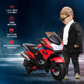 Aosom 12V Kids Electric Motorcycle With Training Wheels, Battery Power Motorbike For Kids Ages 3 8 Years Old, High Traction At 3.7 Mph Top Speed, With Light Music, Red Red Plastic