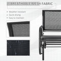 Outsunny Porch Glider, Metal Frame Swing Glider Chair Withmesh Fabric, Curved Armrests And Steel Frame For Garden, Poolside, Backyard, Balcony, Black Black Fabric Metal
