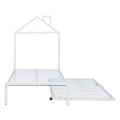 Twin Size Metal Platform Bed With Twin Size Trundle,House Shaped Headboard Design, White Twin White Metal