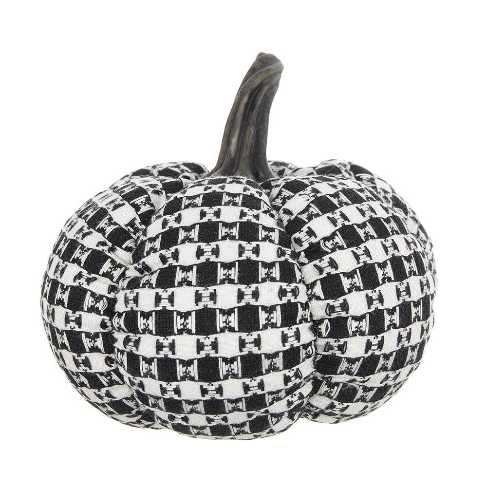 7X7X6.7" Fabric Black White Plaid Pumpkin Decor, For Holiday Halloween Decoration Black,White Polyester