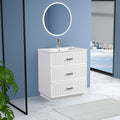 30 Inch Bathroom Vanity With Ceramic Sink Combo Set, Modern Freestanding Bathroom Storage Cabinet With 2 Drawers, Floor Standing Bath Vanity, White White Mdf