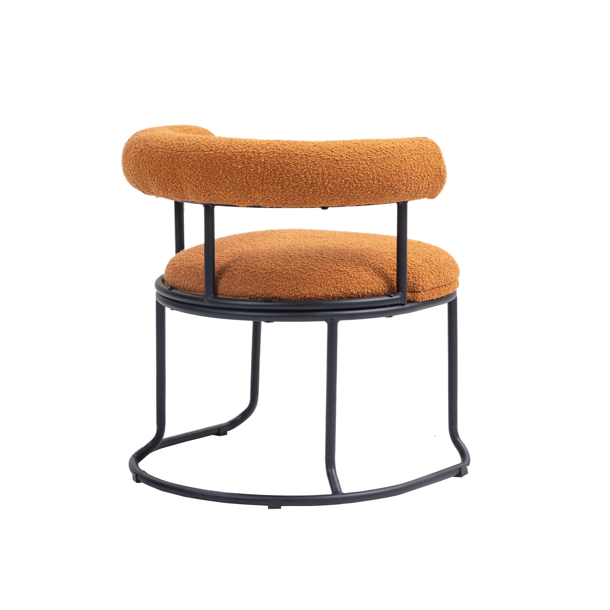 Coolmore Boucle Dining Chairs Set Of 2, Mid Century Modern Curved Backrest Chair, Round Upholstered Kitchen Chairs Orange Boucle Orange Foam Mdf Metal